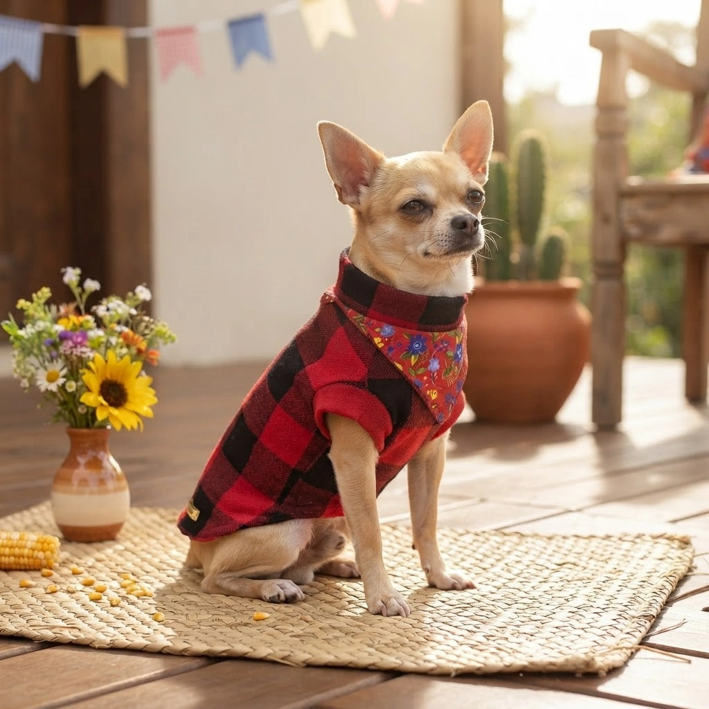 Camisa Zezin Modelo Festa Junina Pet'Arts para Pets Tamanho 0 - imagem 3