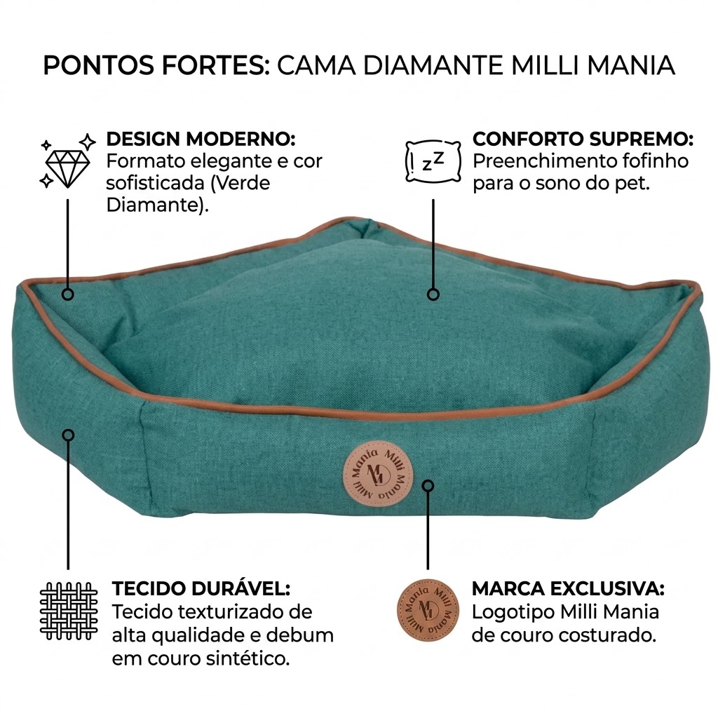 Cama Diamante Verde Milli Mania Tamanho P - imagem 3