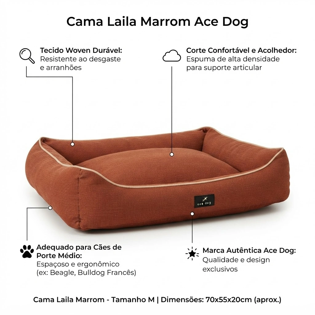 Cama Ace Dog Laila Marrom Tamanho M - imagem 3