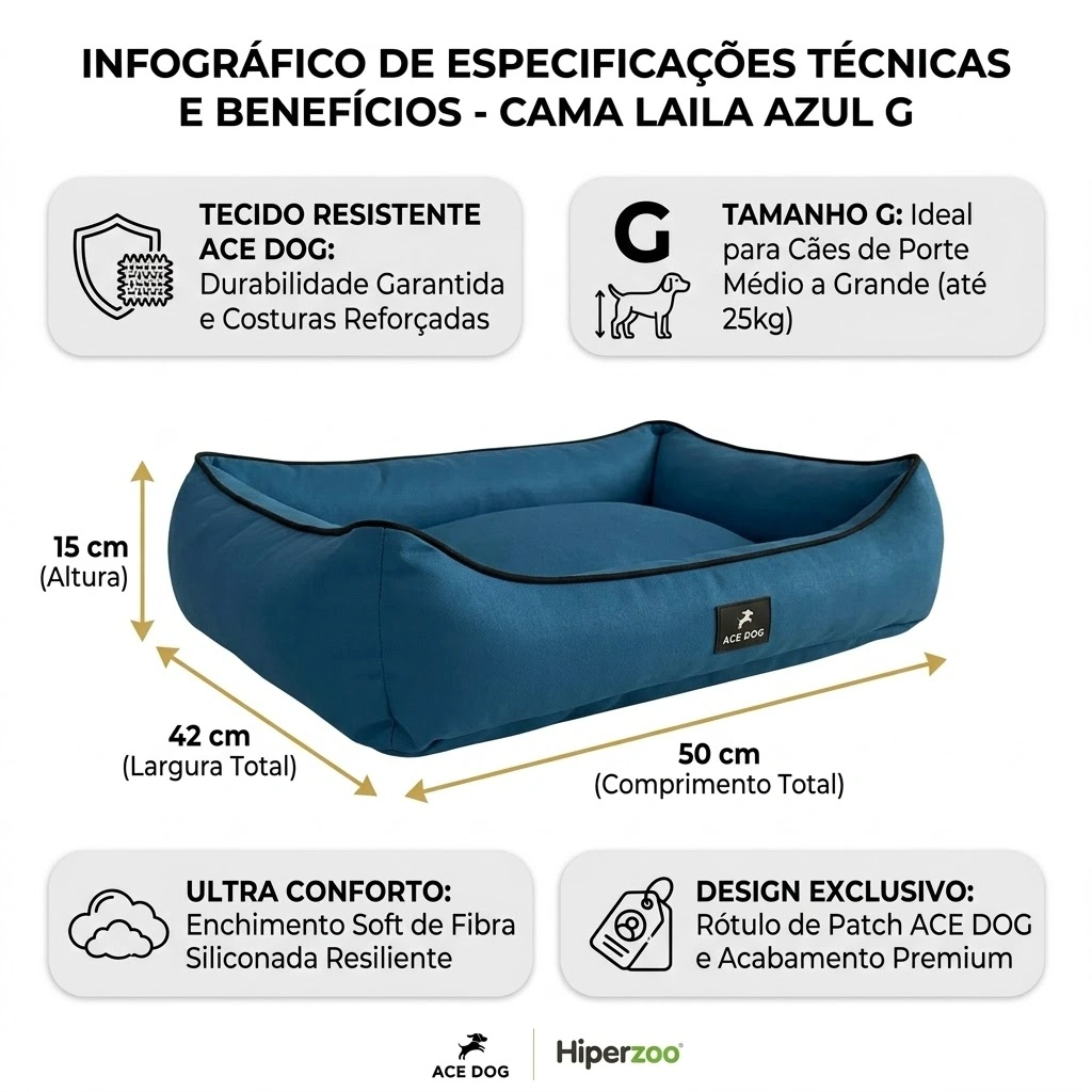 Cama Ace Dog Azul Tamanho G - imagem 4