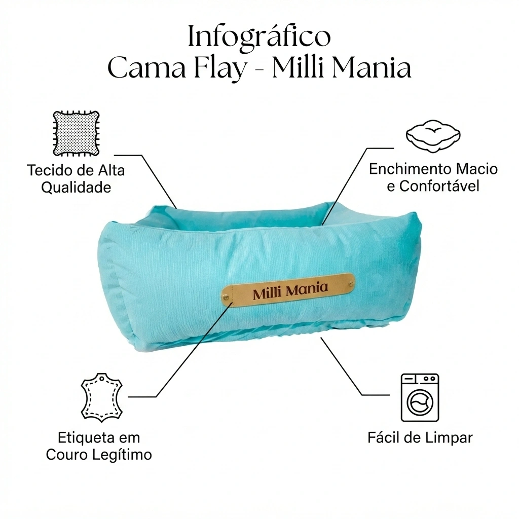 Cama Flay Cor Turquesa Milli Mania Tamanho P - imagem 3