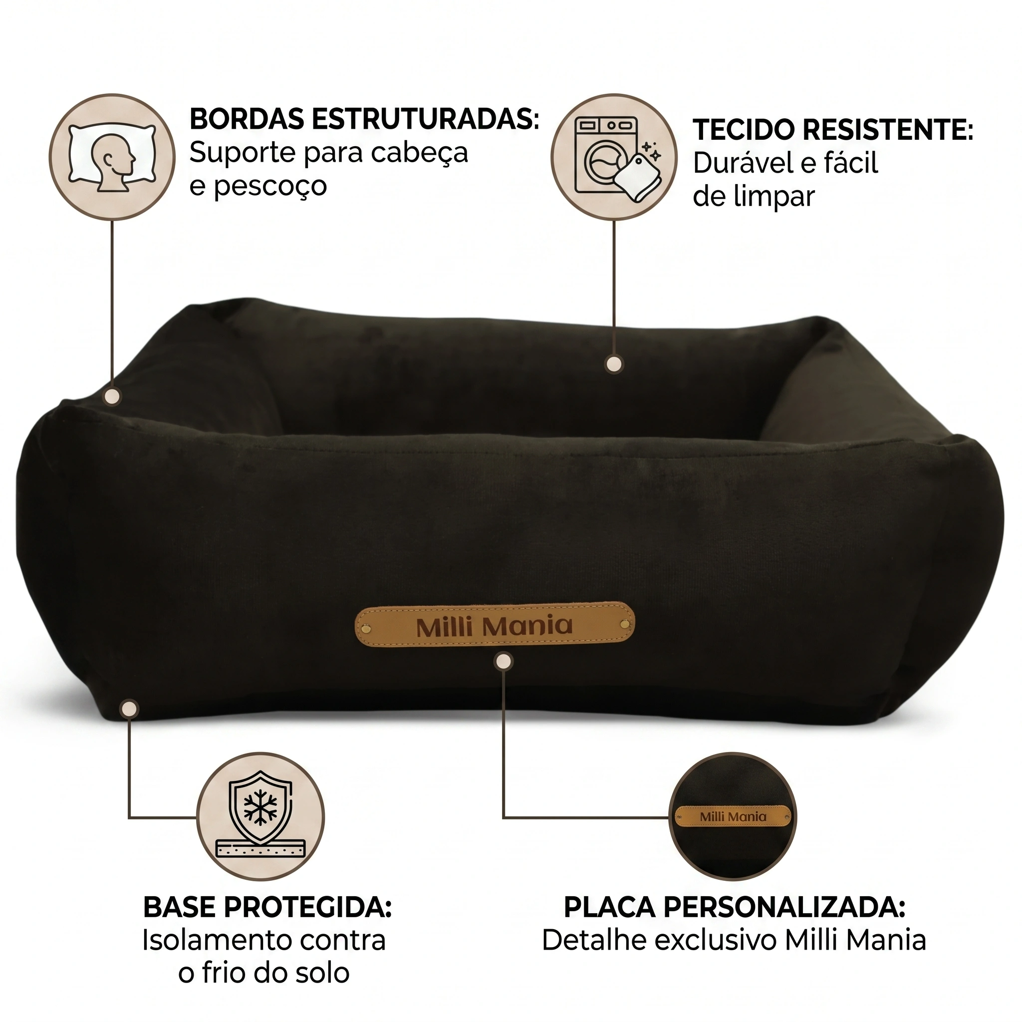 Cama Flay Cor Preta Milli Mania Tamanho G - imagem 3