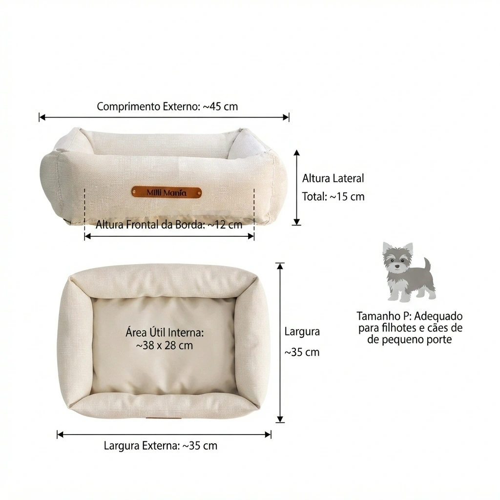 Cama Milli Mania Flay Linho Cru Tamanho P - imagem 4