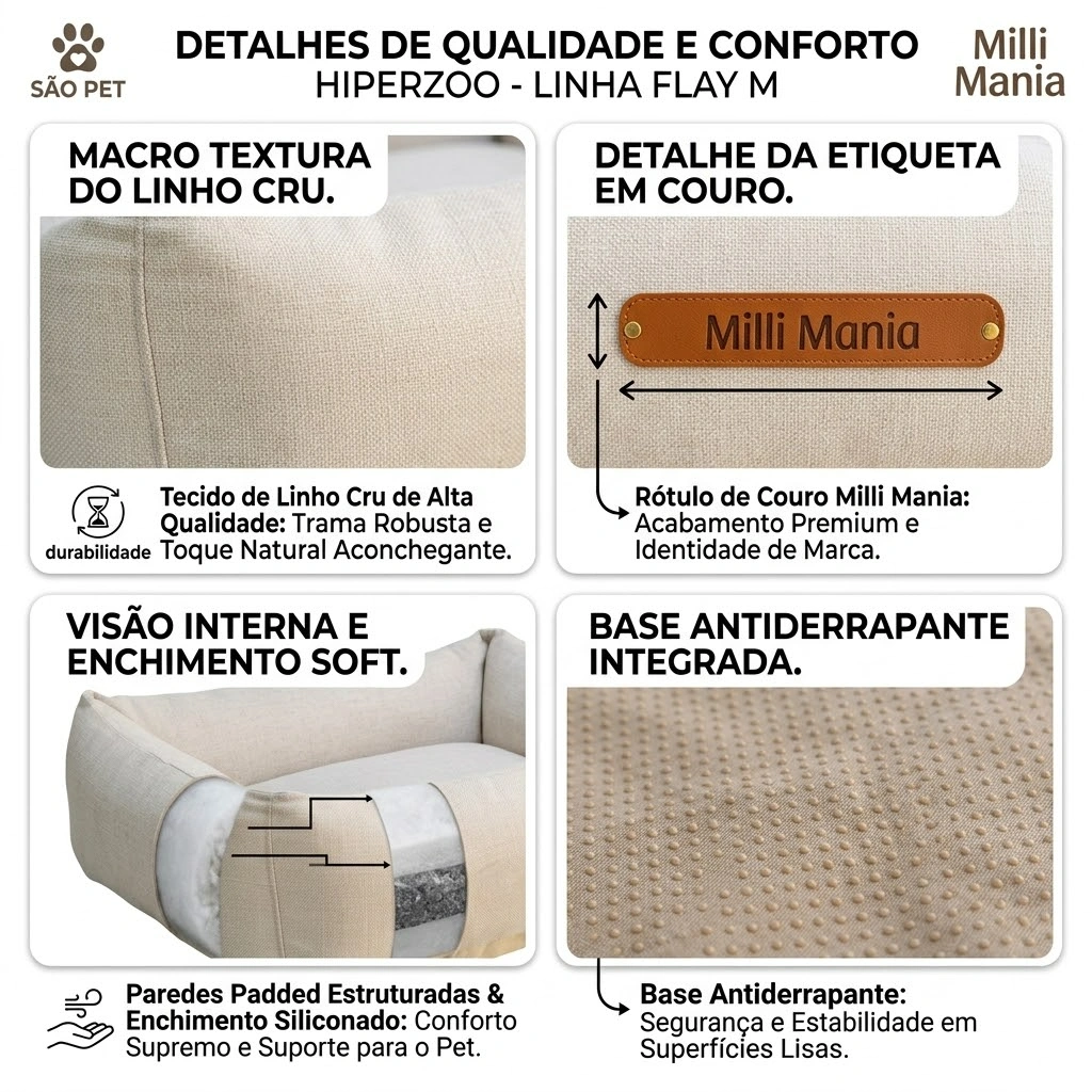 Cama Milli Mania Flay Linho Cru Tamanho M - imagem 4