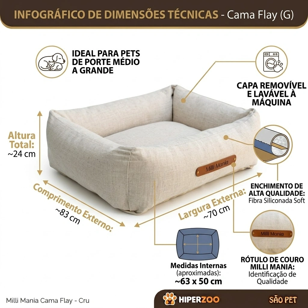 Cama Milli Mania Linho Cru Tamanho G - imagem 4
