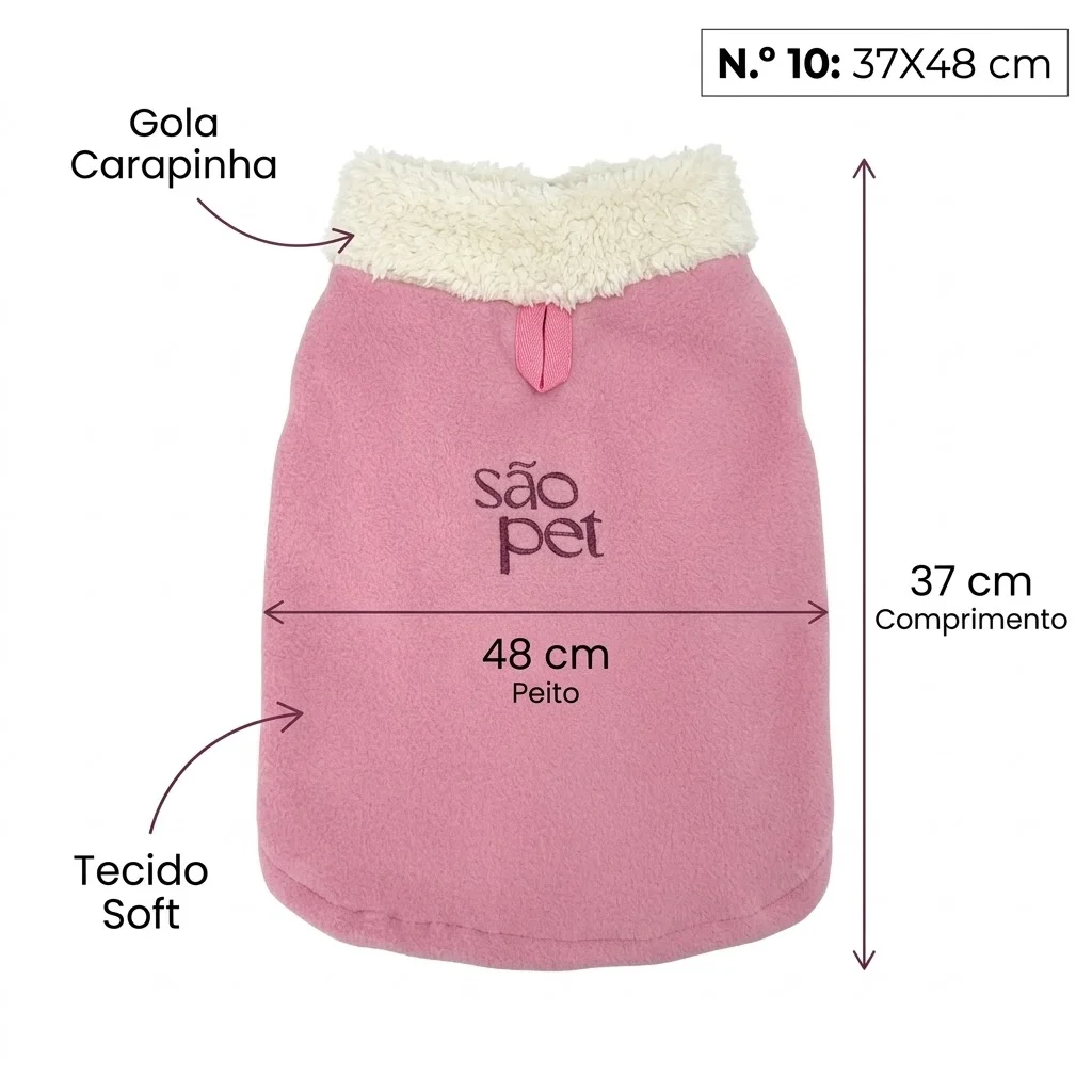 Roupa São Pet em Tecido Soft com Carapinha Tamanho 10 Cor Rosa - imagem 2