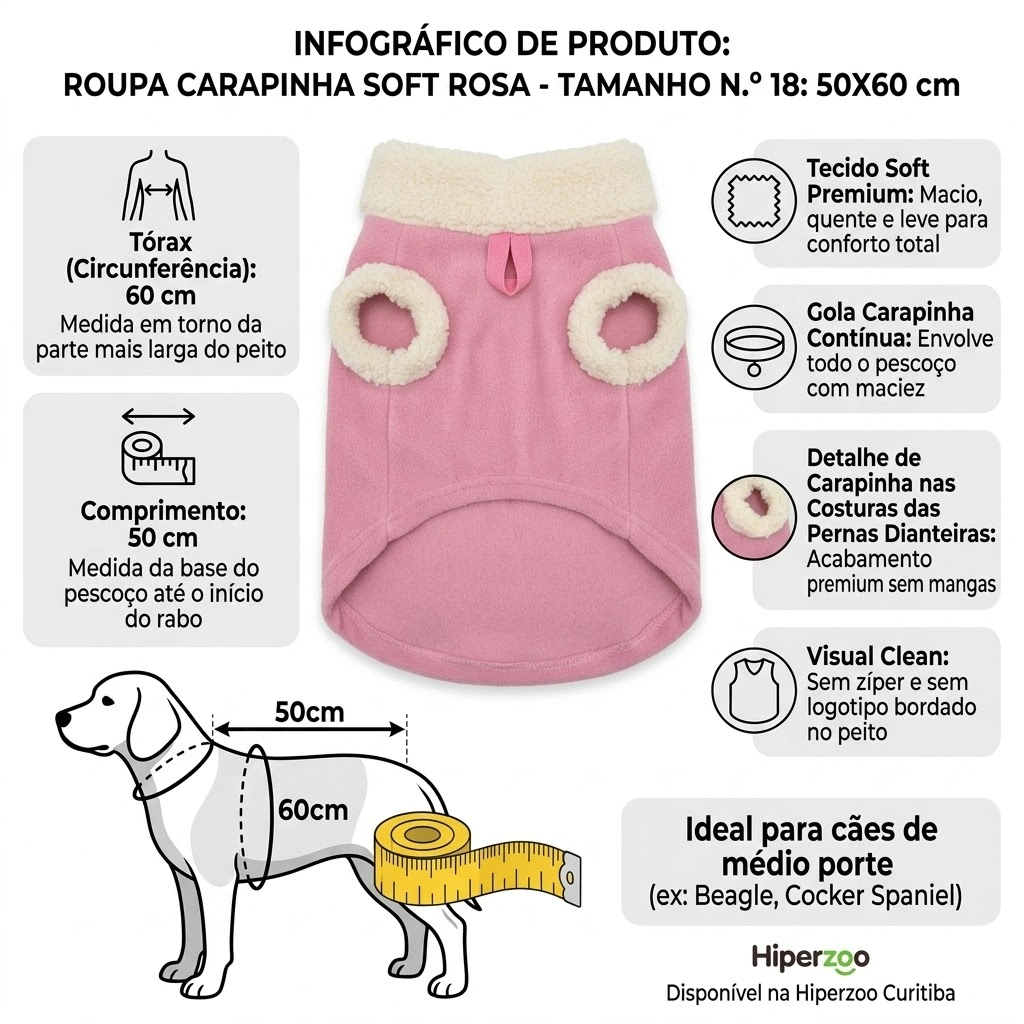 Roupa São Pet em Tecido Soft com Carapinha Tamanho 18 Cor Rosa - imagem 2