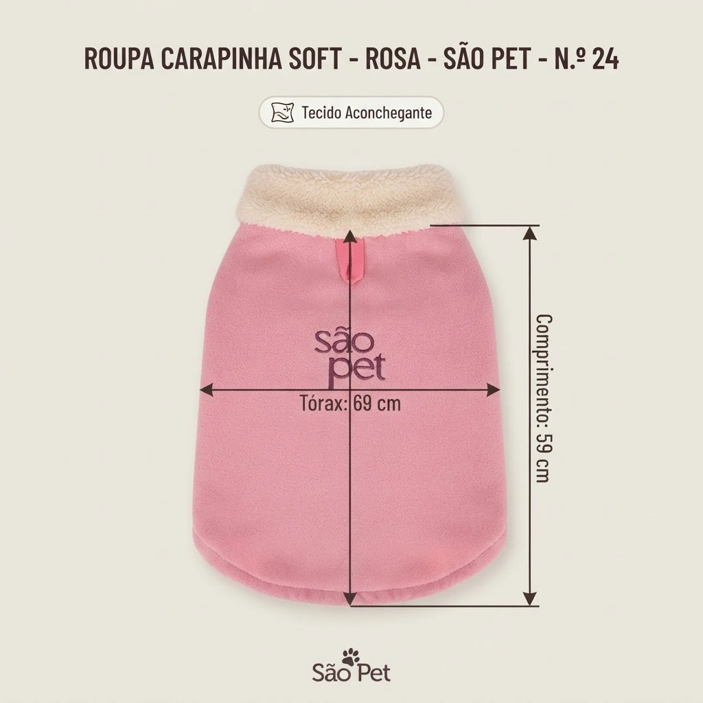 Roupa São Pet em Tecido Soft com Carapinha Tamanho 24 Cor Rosa - imagem 3