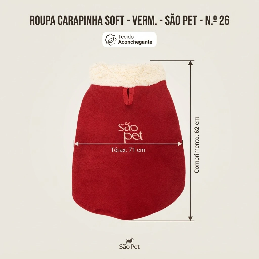 Roupa São Pet em Tecido Soft com Carapinha Tamanho 26 Cor Vermelha - imagem 2