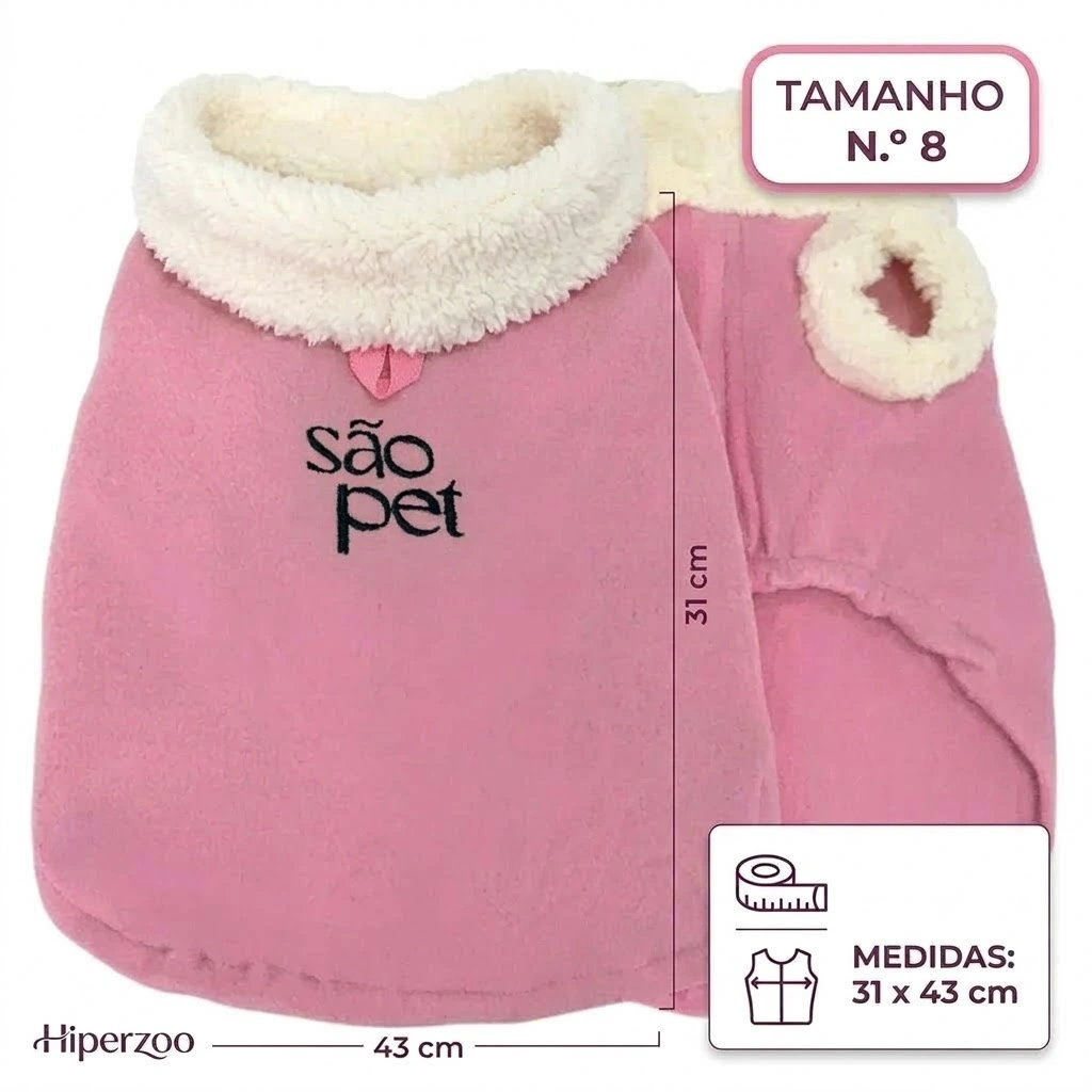 Roupa São Pet em Tecido Soft com Carapinha Tamanho 8 Cor Rosa - imagem 2