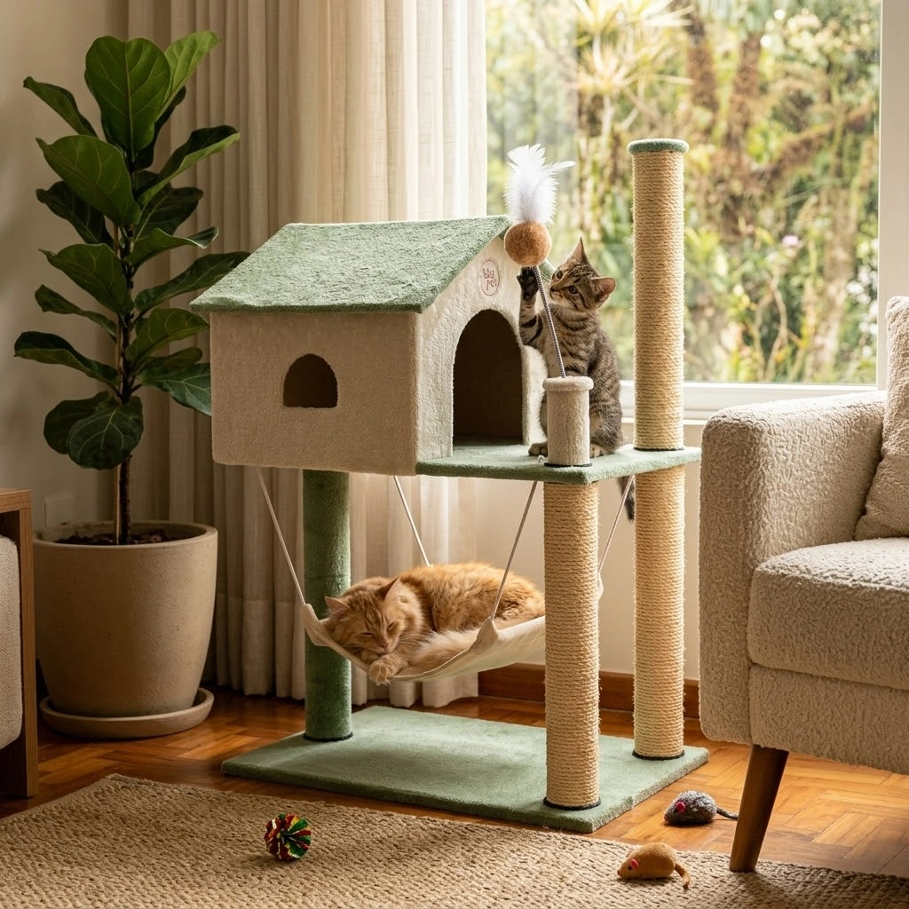 Arranhador House Baby São Pet Cor Verde para Gatos - imagem 2