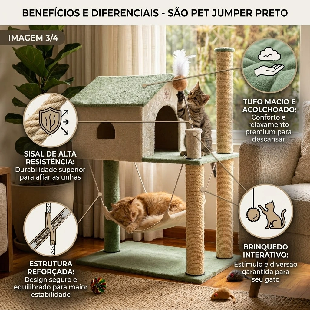 Arranhador House Baby São Pet Cor Verde para Gatos - imagem 3