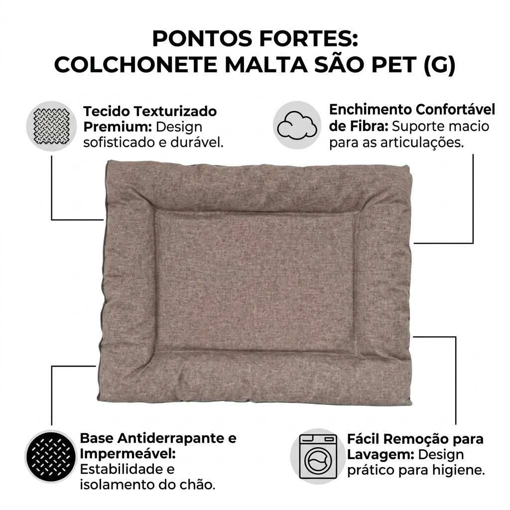 Colchonete São Pet Malta para Cães e Gatos Tamanho G Cor Marrom  - imagem 4