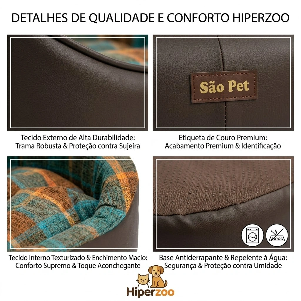 Cama São Pet Europa Creative Marrom Tamanho G para Cães e Gatos - imagem 3