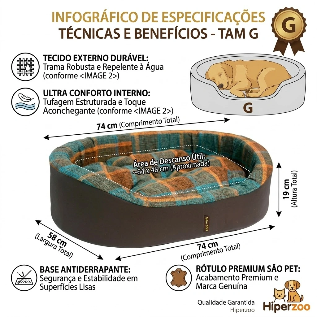 Cama São Pet Europa Creative Marrom Tamanho G para Cães e Gatos - imagem 4