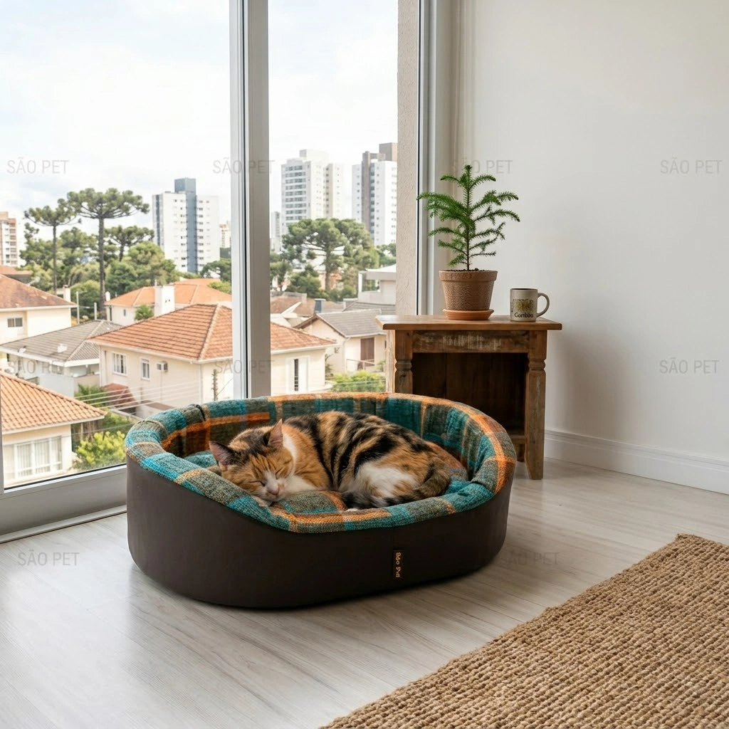 Cama São Pet Europa Creative Marrom Tamanho P para Cães e Gatos - imagem 2