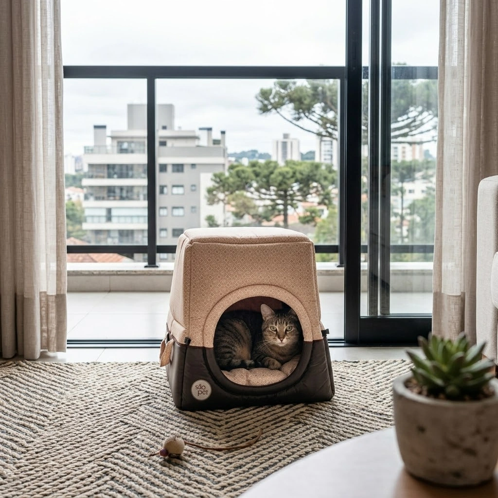 Cama São Pet Túnel Florence Tropical Cor Marrom Tamanho M - imagem 3