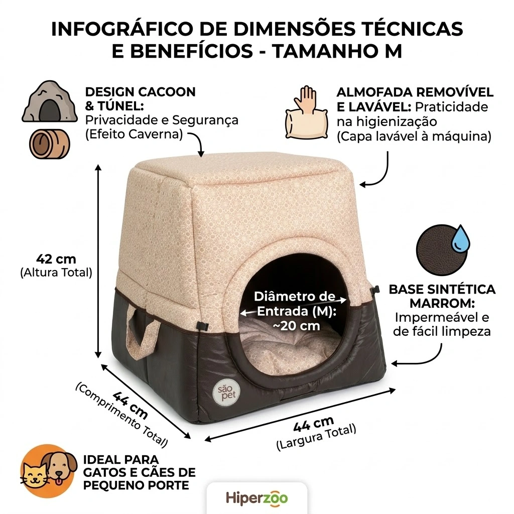 Cama São Pet Túnel Florence Tropical Cor Marrom Tamanho M - imagem 5