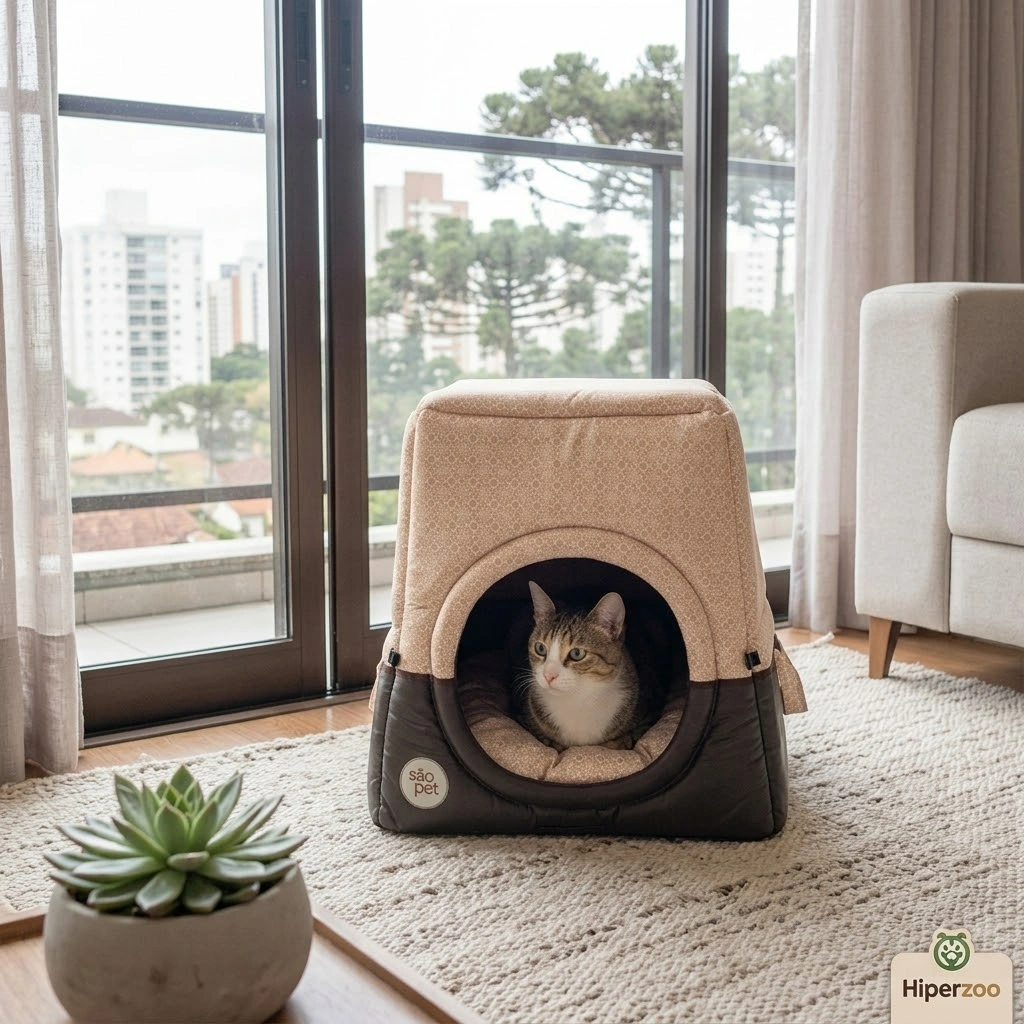 Cama São Pet Túnel Florence Tropical Cor Marrom Tamanho G - imagem 3
