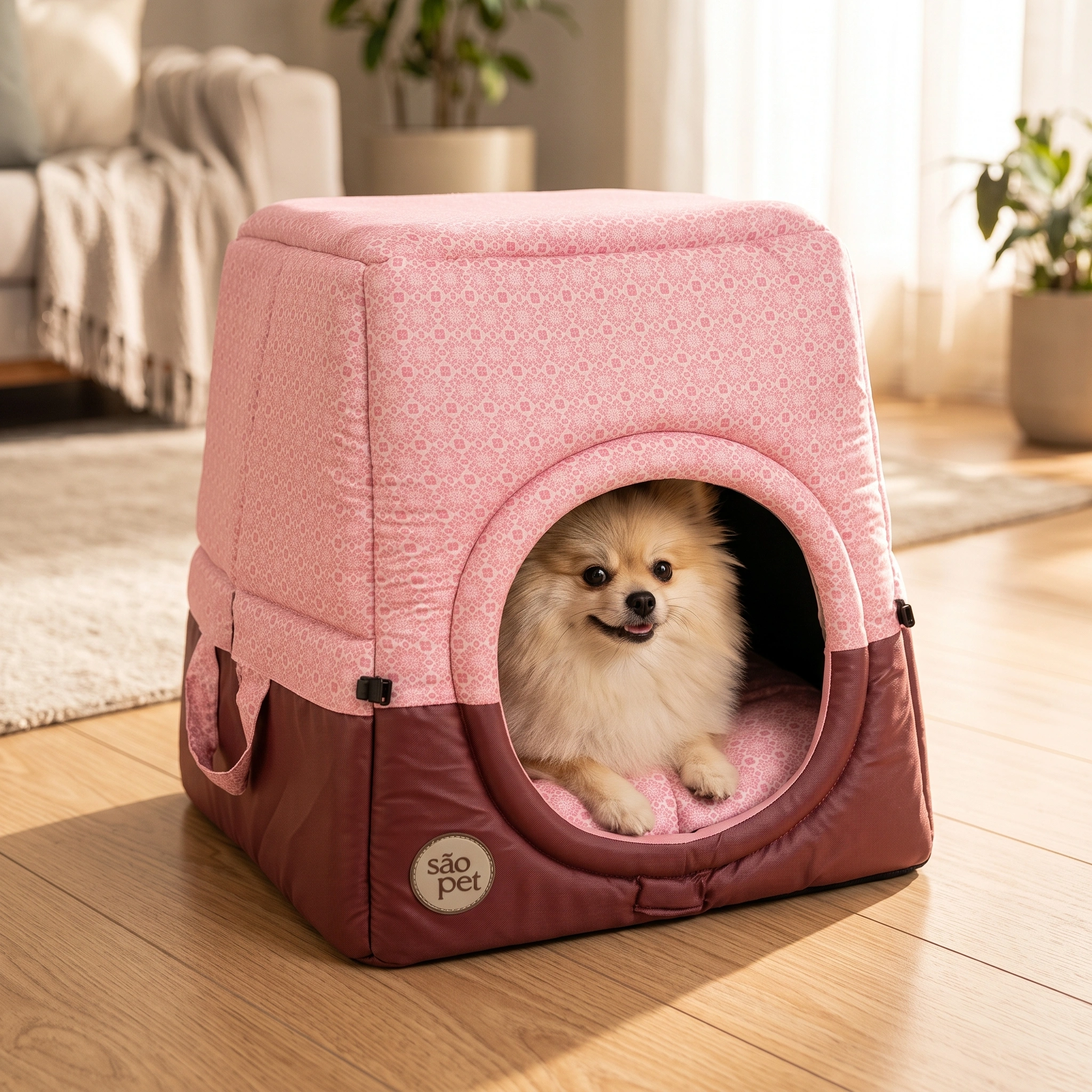 Cama São Pet Túnel Florence Tropical Cor Rosa Tamanho M - imagem 3
