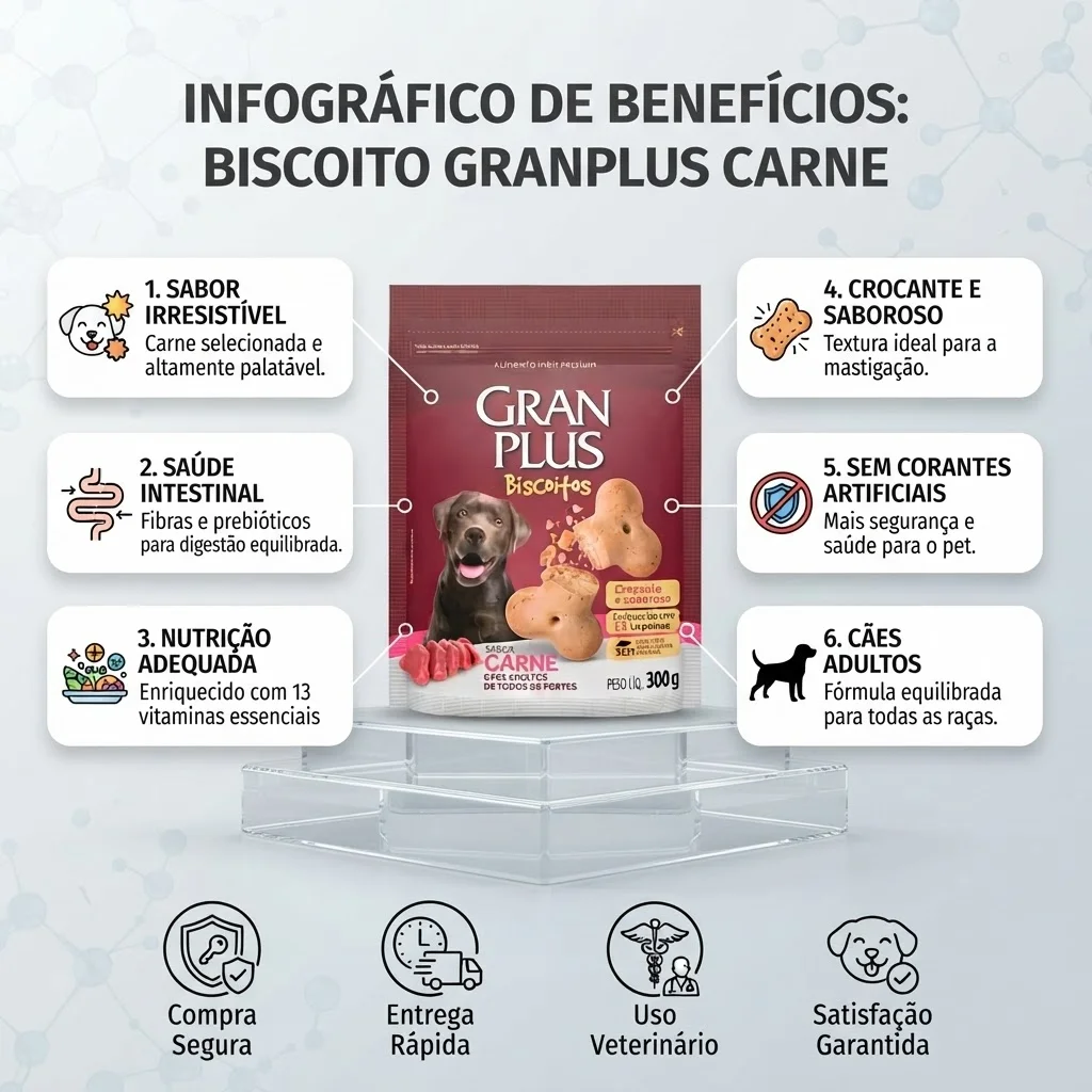 Biscoito GranPlus Sabor Carne para Cães Adultos 300g - imagem 2