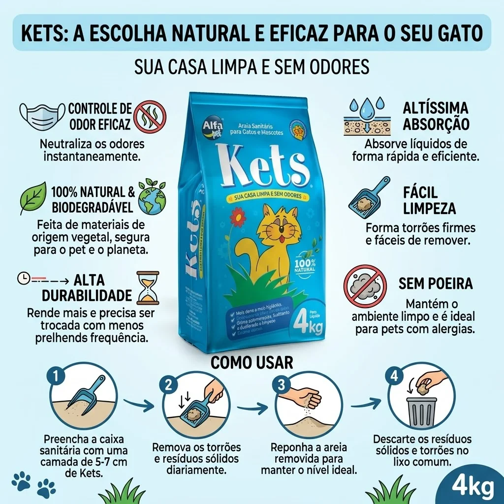Areia Higiênica Kets para Gatos 4Kg - imagem 2