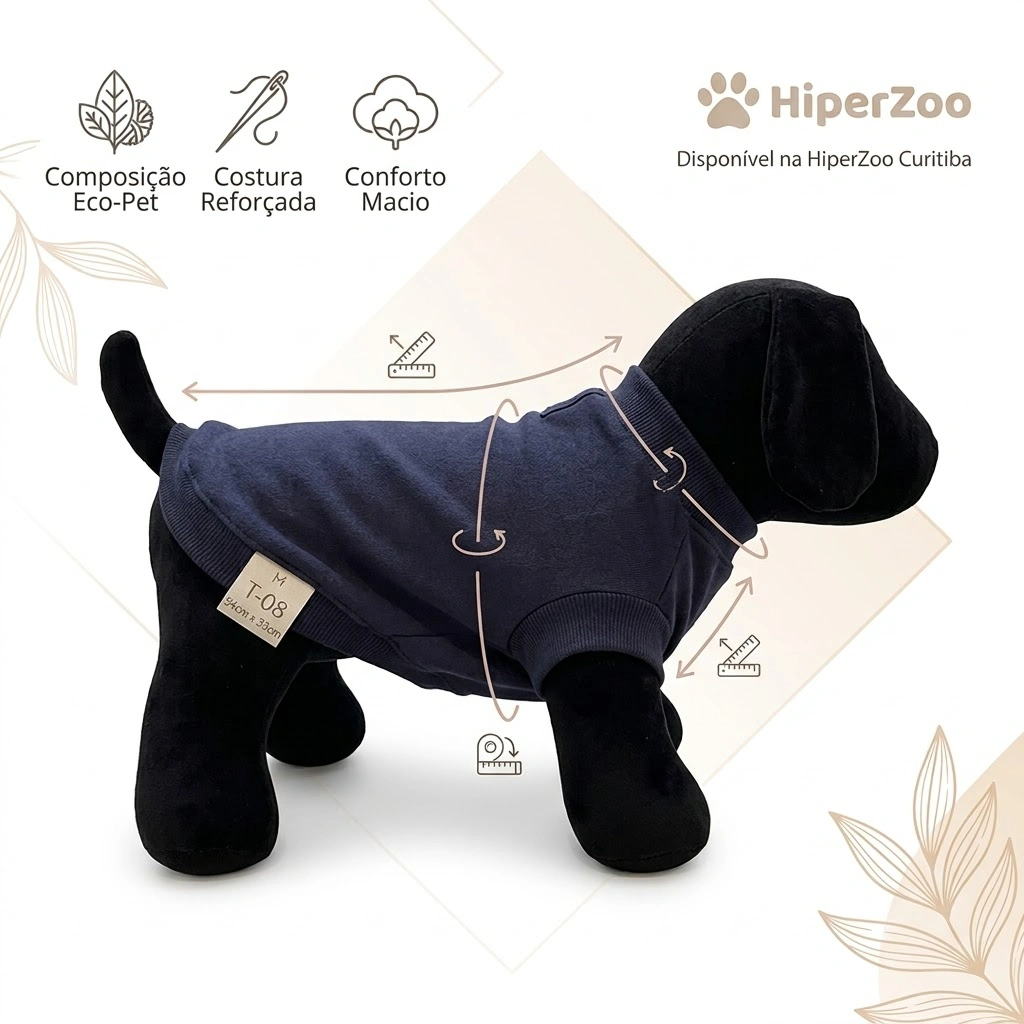 Moletom Eco Pet Sem Capuz Azul Marinho Para Cães Tamanho 9 - imagem 2