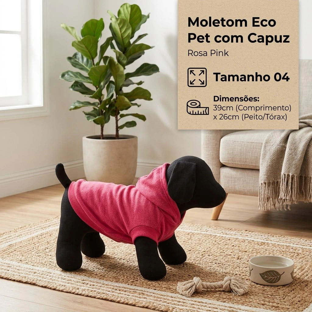Moletom Eco Pet Com Capuz Rosa Pink Para Cães Tamanho 4 - imagem 2