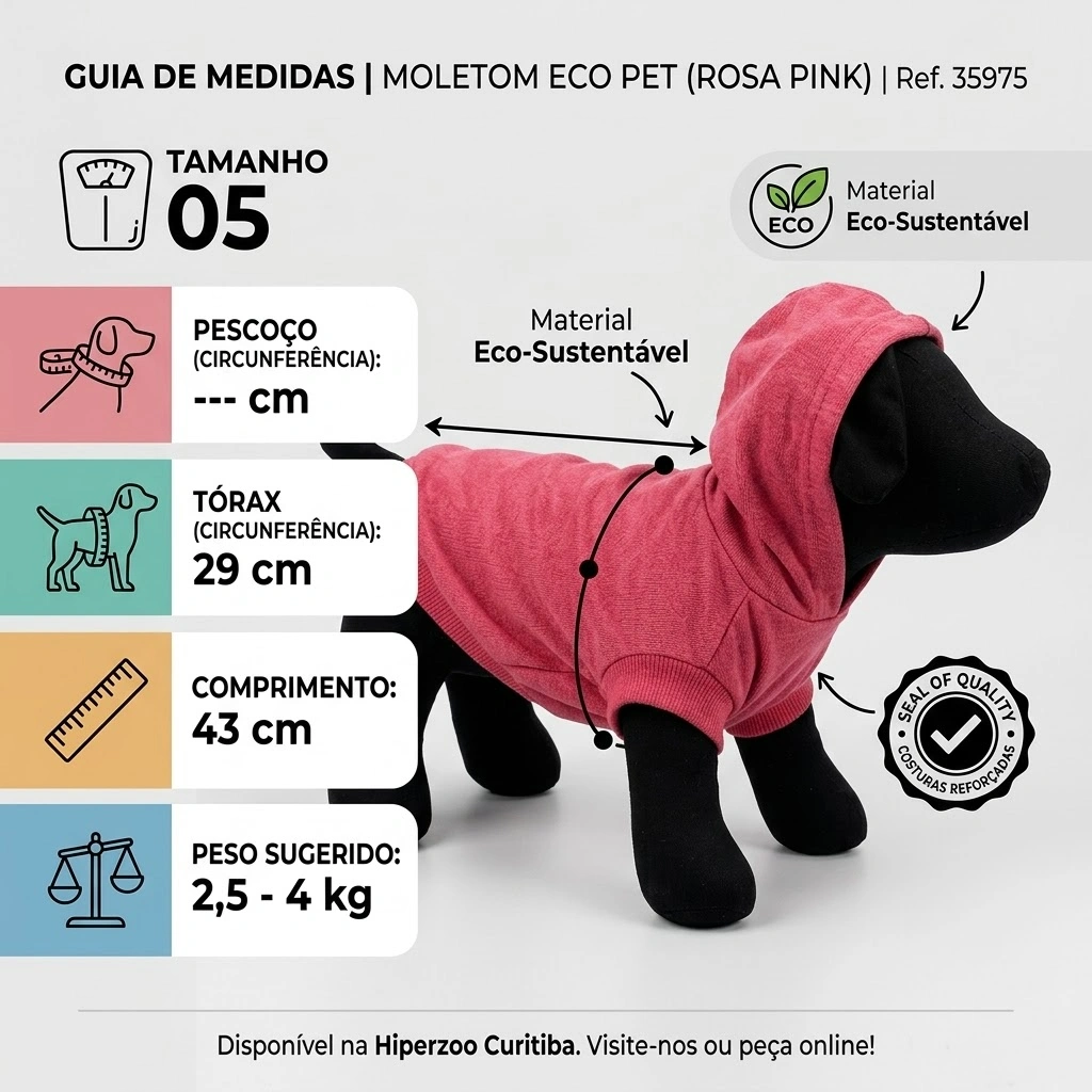Moletom Eco Pet Com Capuz Rosa Pink Para Cães Tamanho 5 - imagem 2