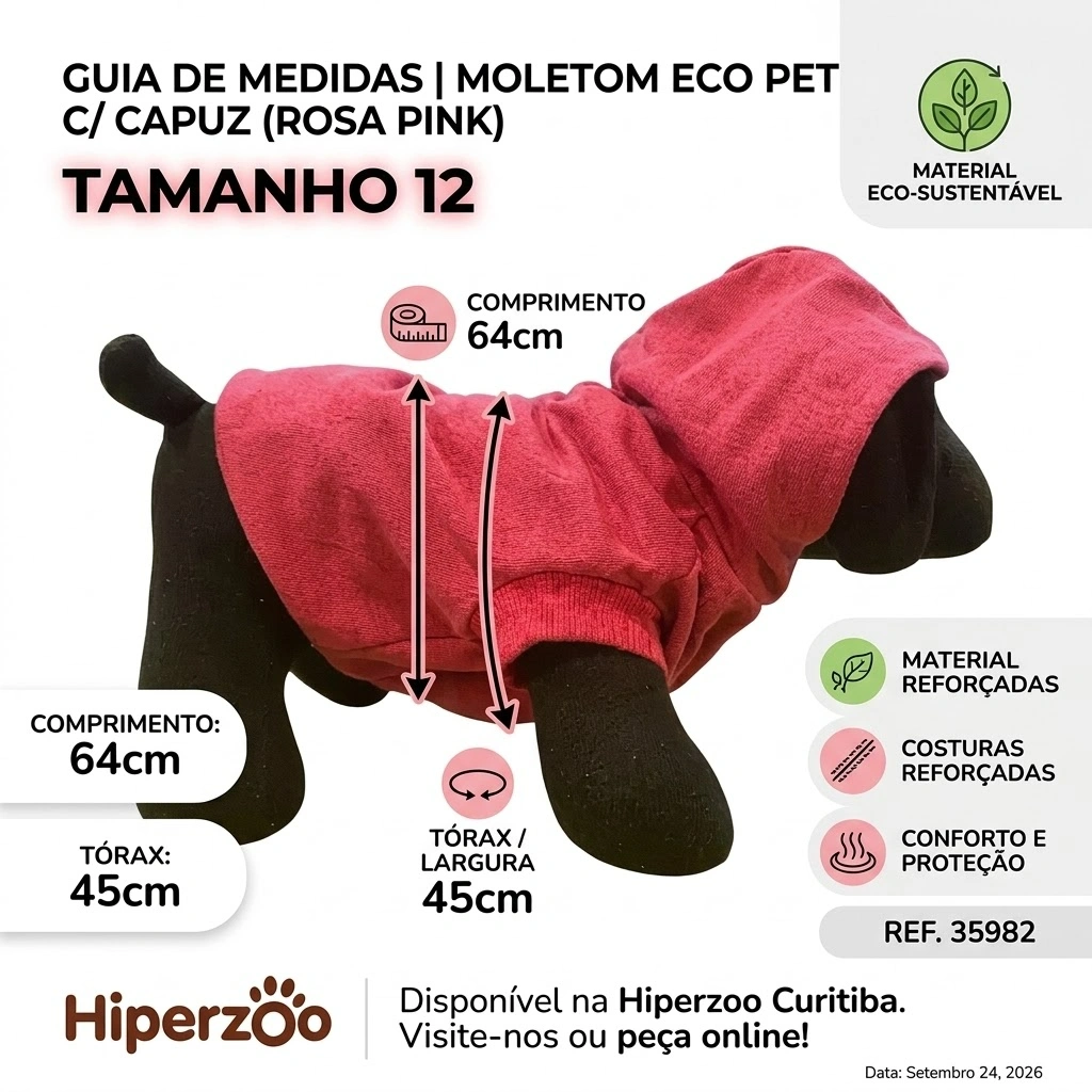 Moletom Eco Pet Com Capuz Rosa Pink Para Cães Tamanho 12 - imagem 2