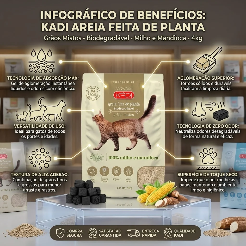 Areia Higienica Kadi Grãos Mistos 4Kg - imagem 2