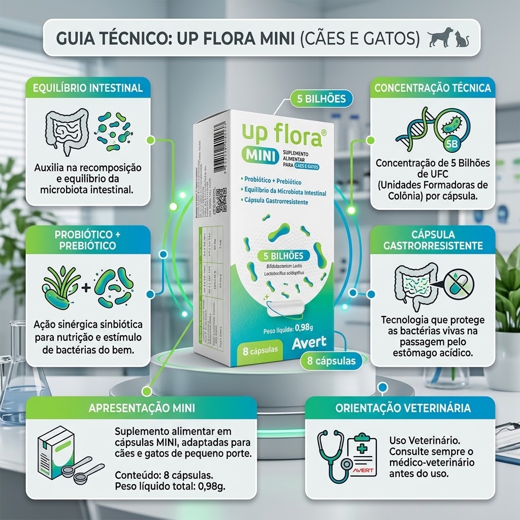 Suplemento Up Flora Mini para Cães e Gatos com 8 Cápsulas - imagem 2
