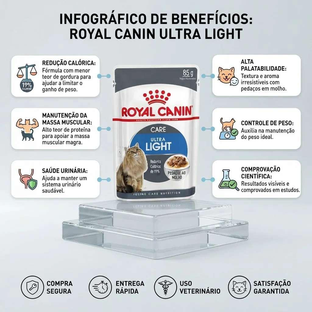 Alimento Úmido Royal Canin Ultra Light Sachê para Gatos Adultos  85g - imagem 2