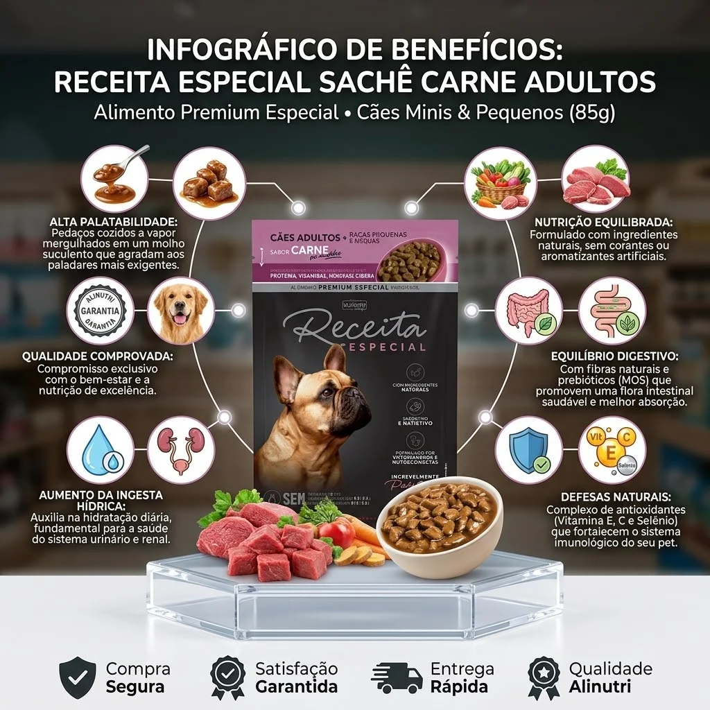 Sachê Receita Especial Adulto Raças Pequenas e Minis Sabor Carne 85g - imagem 2