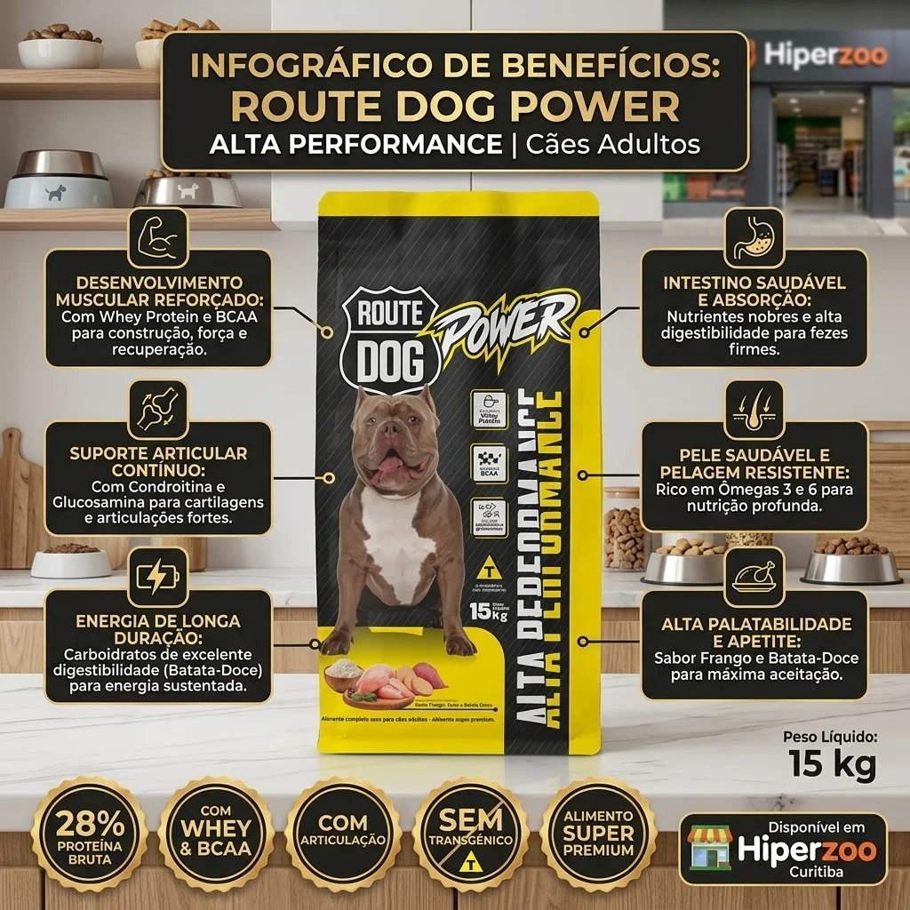 Ração Route Dog Power Alta Perfomance 15Kg - imagem 2