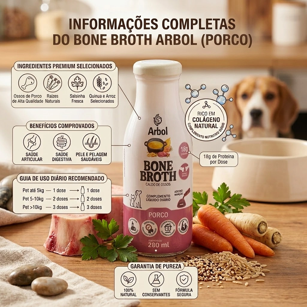 Caldo de Ossos Pet Bone Broth Para Cães e Gatos Sabor Porco 280ml - imagem 2