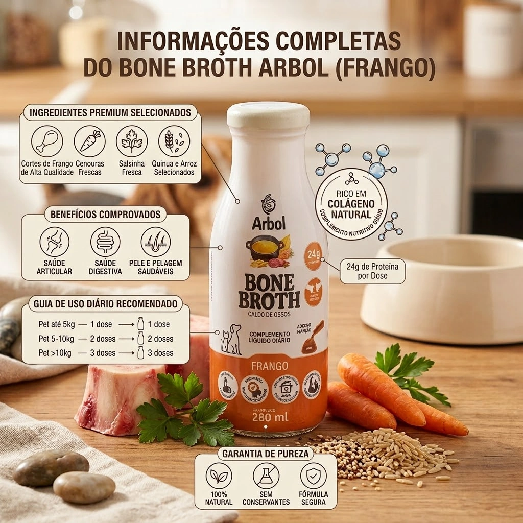 Caldo de Ossos Pet Bone Broth Para Cães e Gatos Sabor Frango 280ml - imagem 2