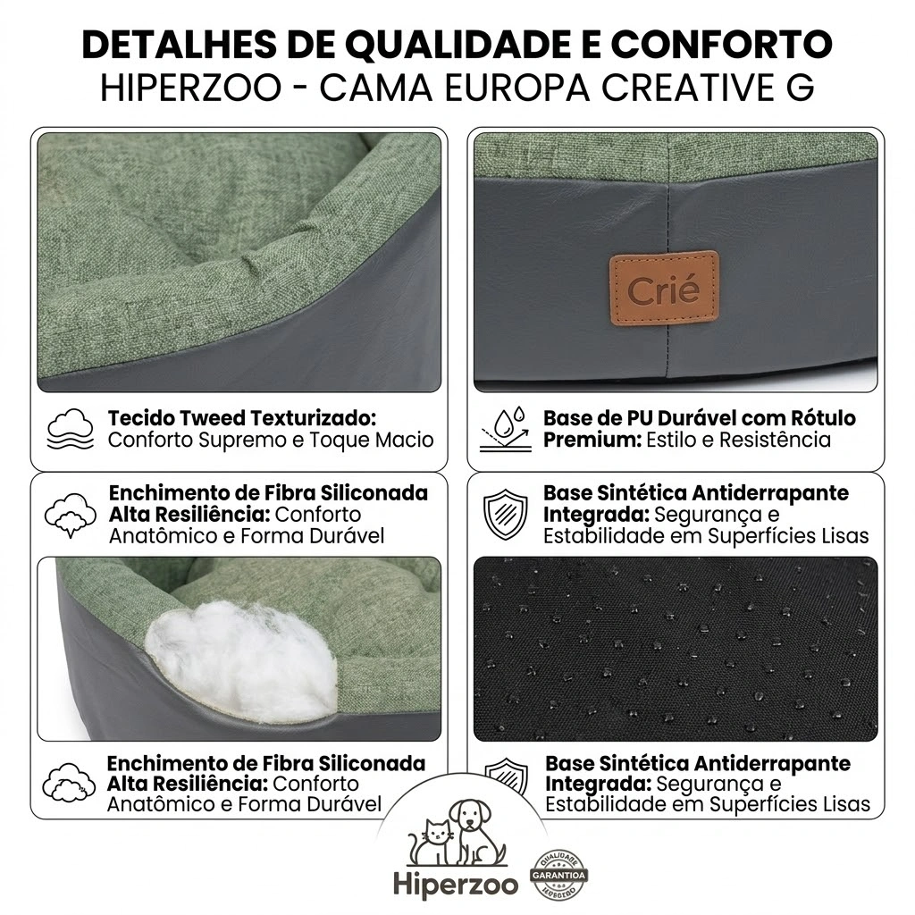 Cama Europa Creative Verde Para Cães Tamanho G - imagem 4