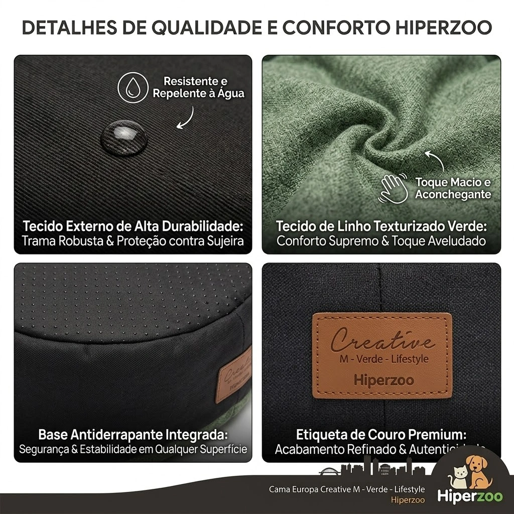 Cama Europa Creative Verde Para Cães Tamanho M  - imagem 3