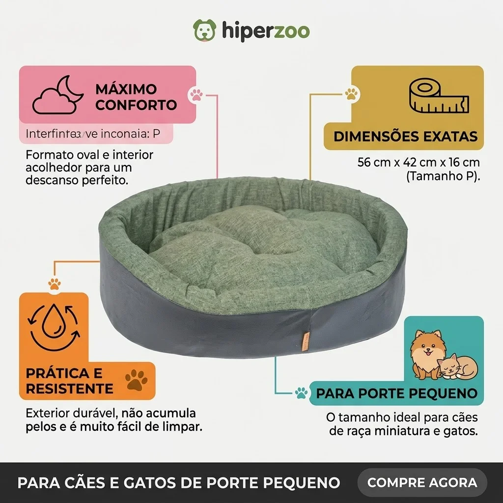 Cama São Pet Europa Creative Verde Para Cães Tamanho P - imagem 2