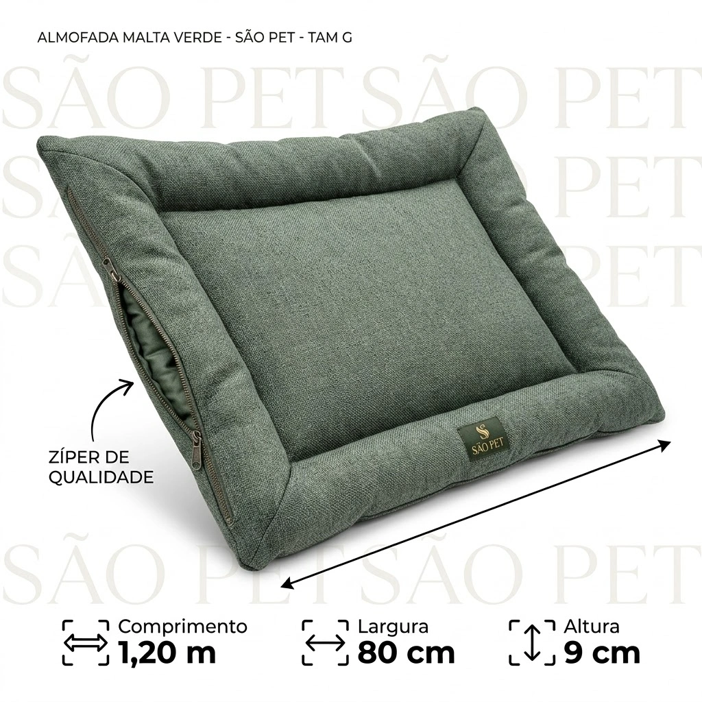 Almofada Malta Verde Com Ziper Tamanho G - imagem 2