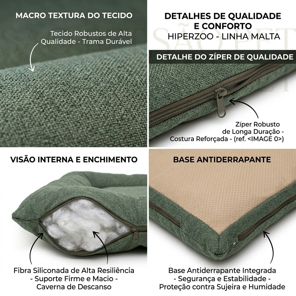 Almofada Malta Verde Com Ziper Tamanho G - imagem 3