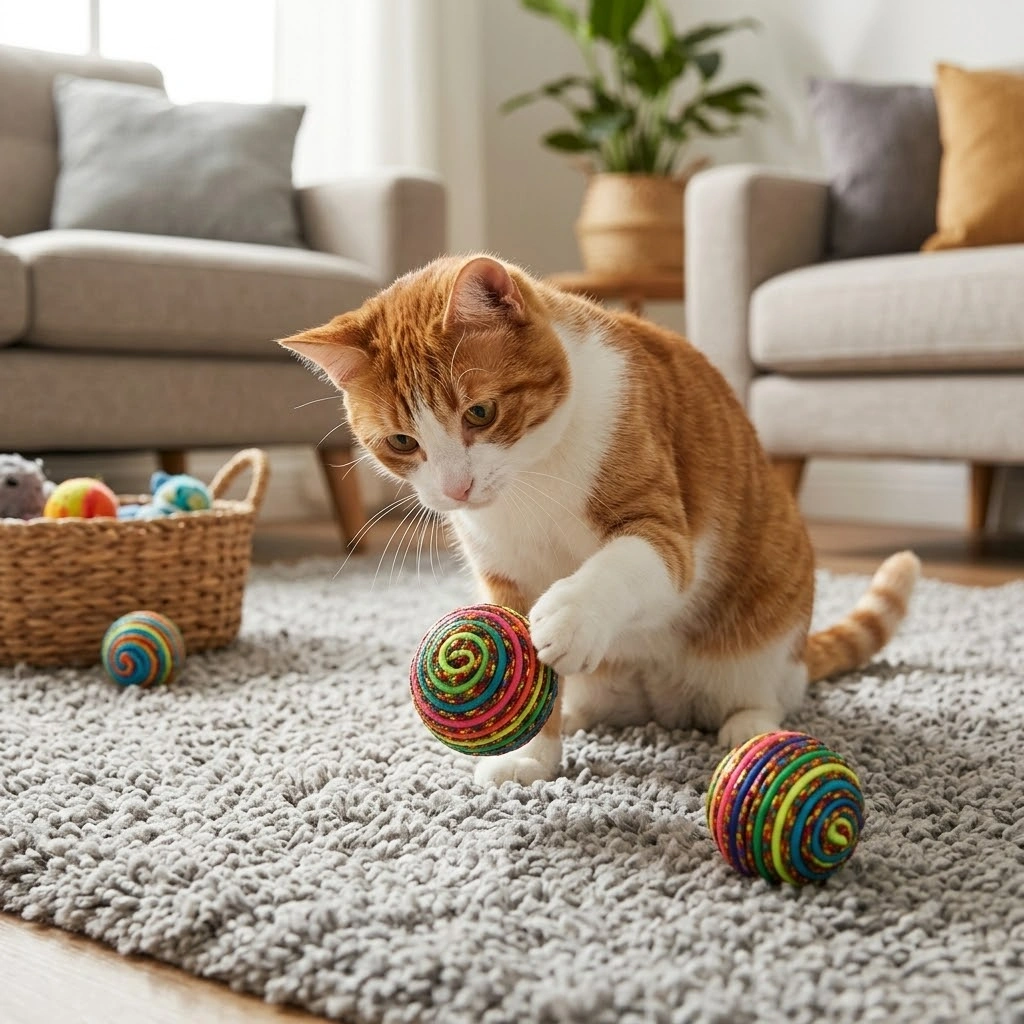 Brinquedo Home Pet Para Gatos Kit 4 Bolinhas Arco Iris  - imagem 4