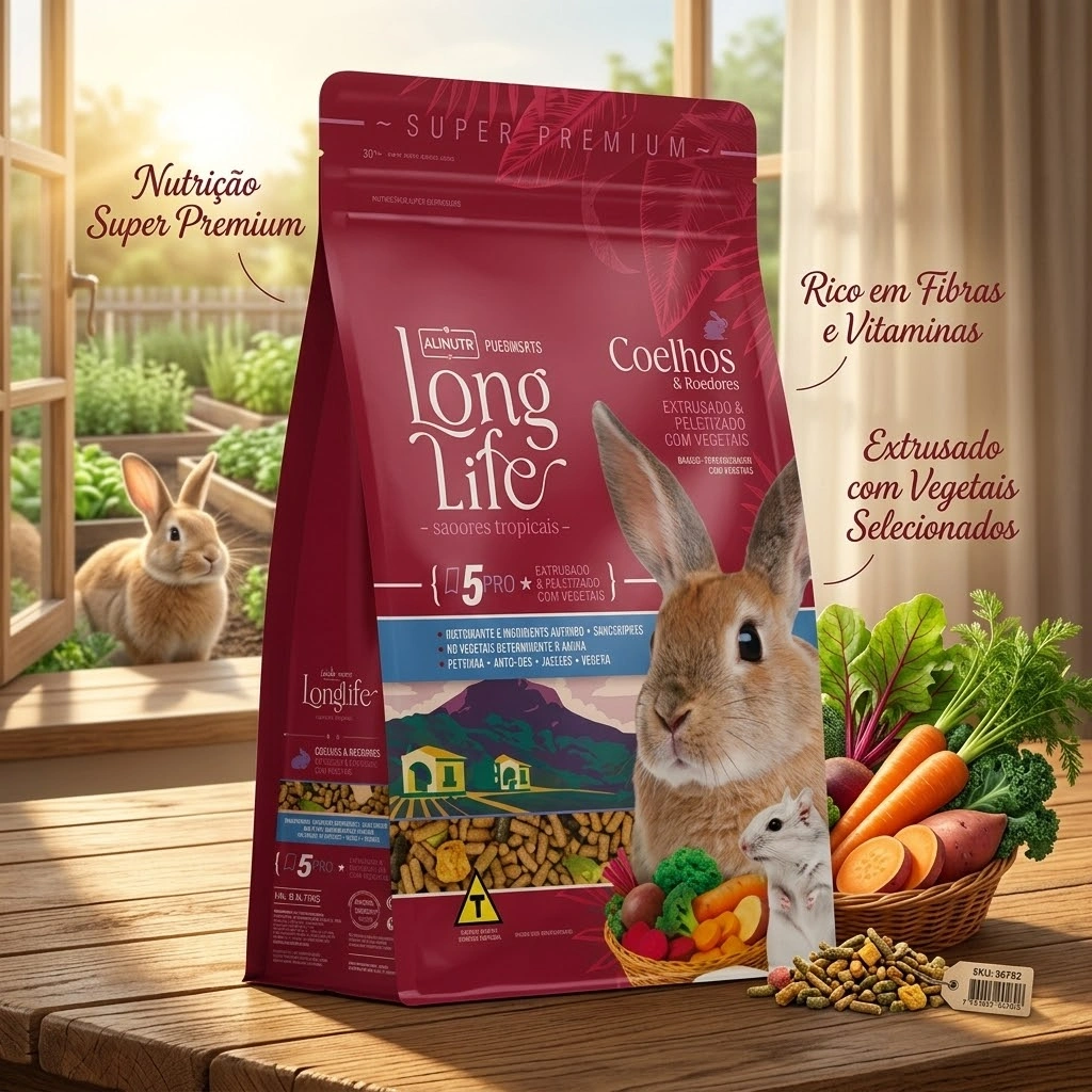 Long Life Coelhos e Roedores Com Vegetais 500g - imagem 2