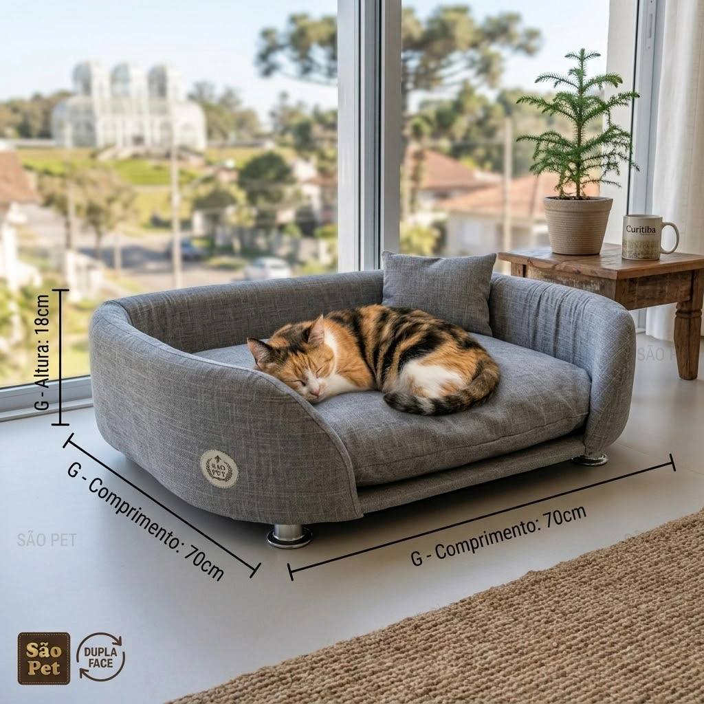 Divã Siesta São Pet em Suede para Cães e Gatos Cor Cinza - imagem 3
