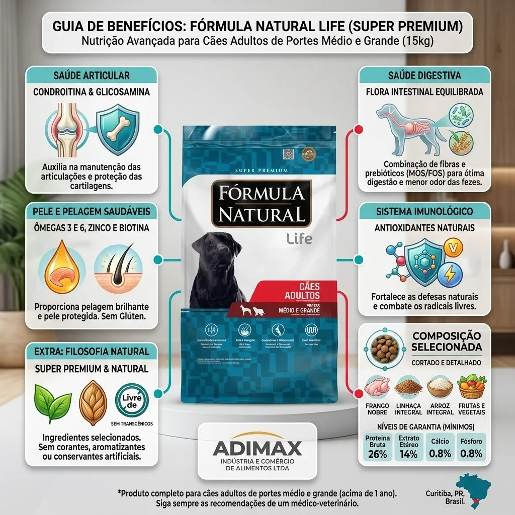 Ração Fórmula Natural Super Premium Life Cães Adultos Portes Médio e Grande 15Kg - imagem 2
