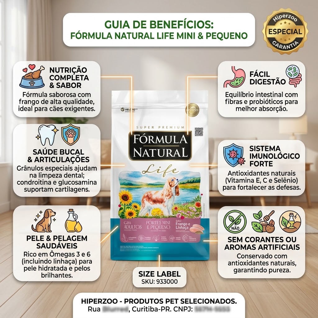 Ração Fórmula Natural Super Premium Life Cães Adultos Portes Mini e Pequeno Frango e Linhaça  2,5Kg - imagem 2