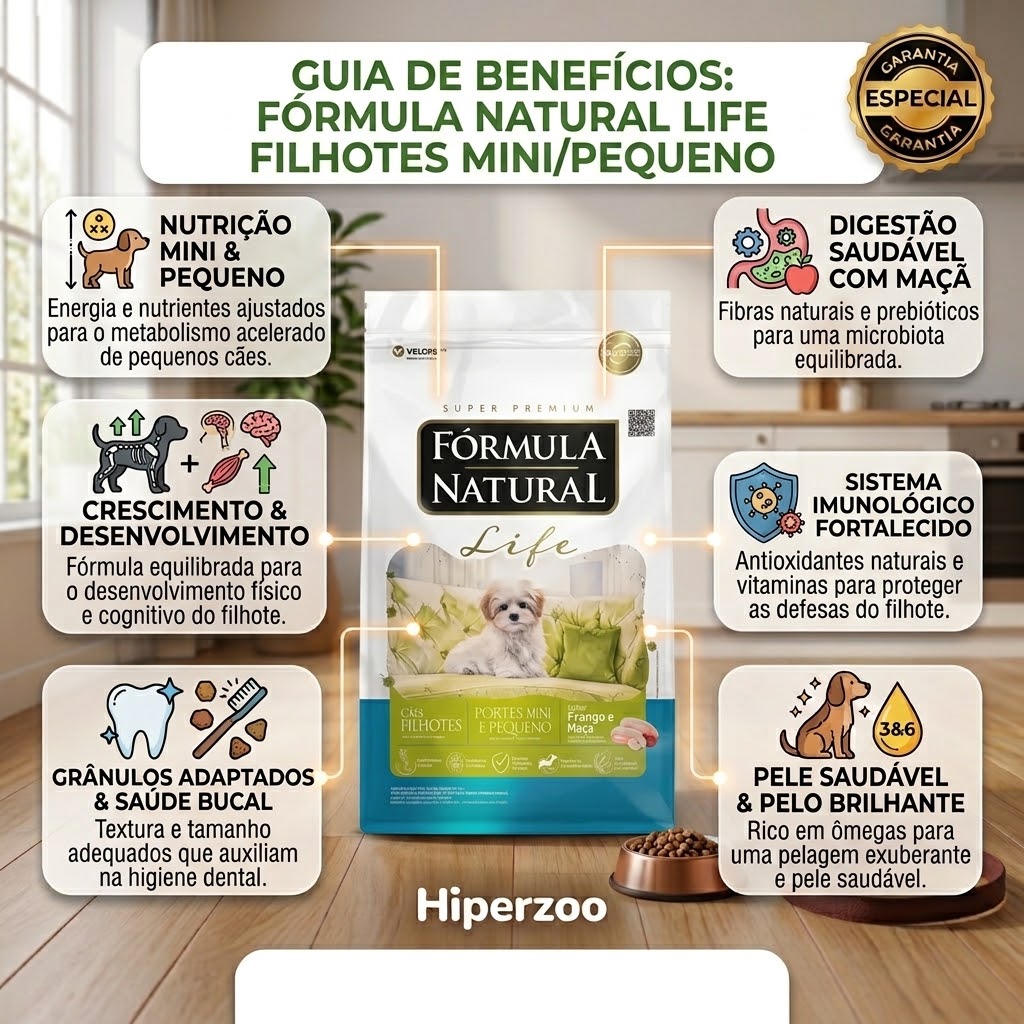 Ração Fórmula Natural Super Premium Life Cães Filhotes Portes Mini e Pequeno Frango e Maçã 1Kg - imagem 3