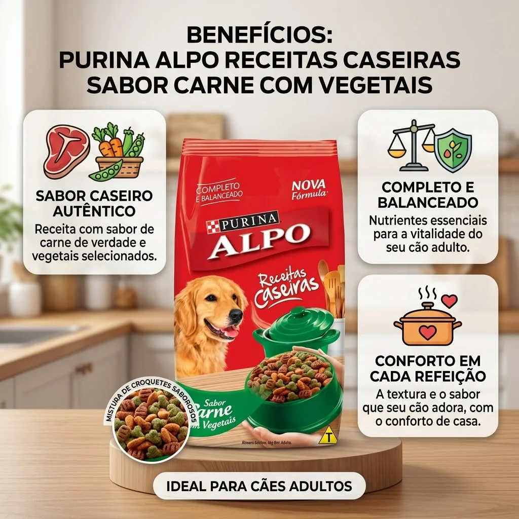 Ração Purina Alpo Cães Adultos Sabor Carne, Frango, Cereais e Vegetais 18Kg - imagem 2
