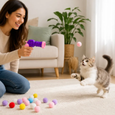 Brinquedo Disparador de Bolinhas Sparatore para Gatos com 20 Bolinhas - imagem 3